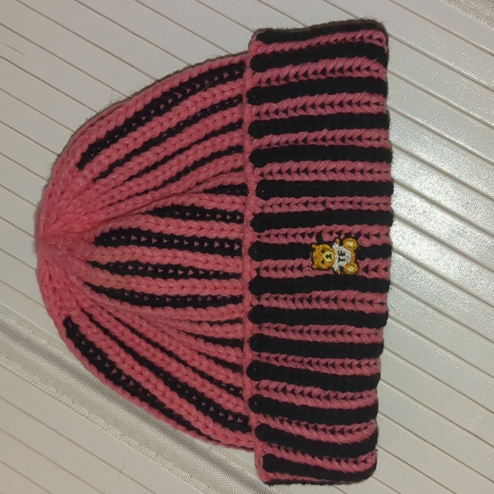 Teddy Fresh Pink and Black Beanie